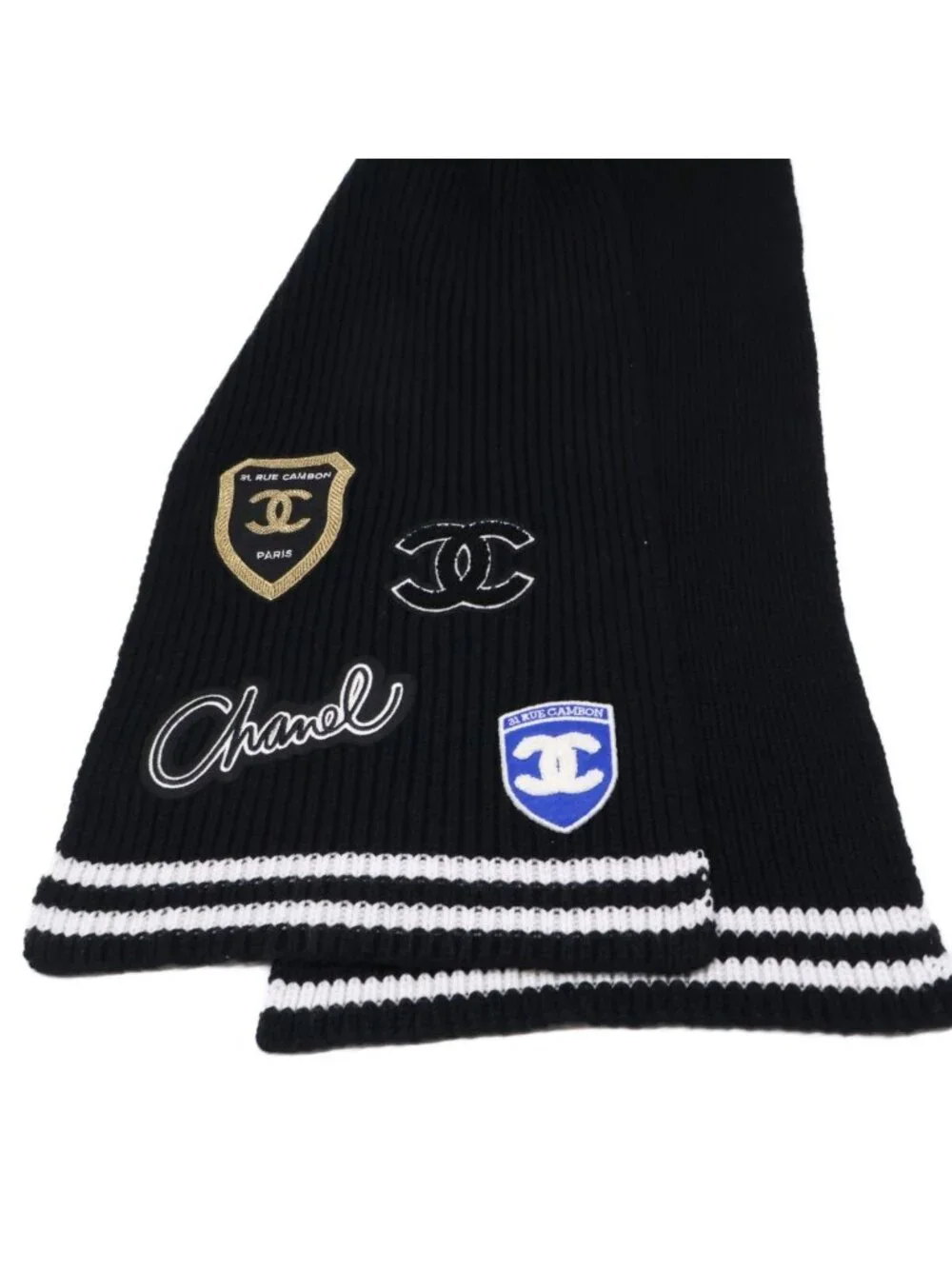 Chanel Cashmere 100 Logo Multi Patch Scarf